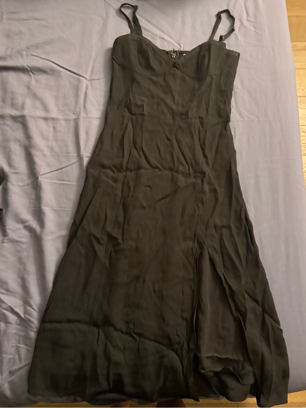 Sunday Best Black Maxi Slip Dress with Spaghetti Straps
